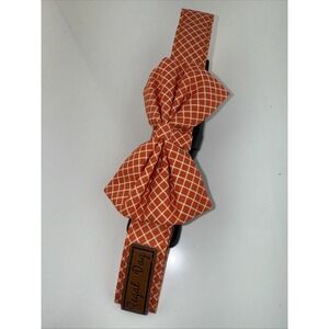 Regal Dog Bow Tie Collar Medium Orange Buffalo Plaid 18” Cat Tux Quick Release